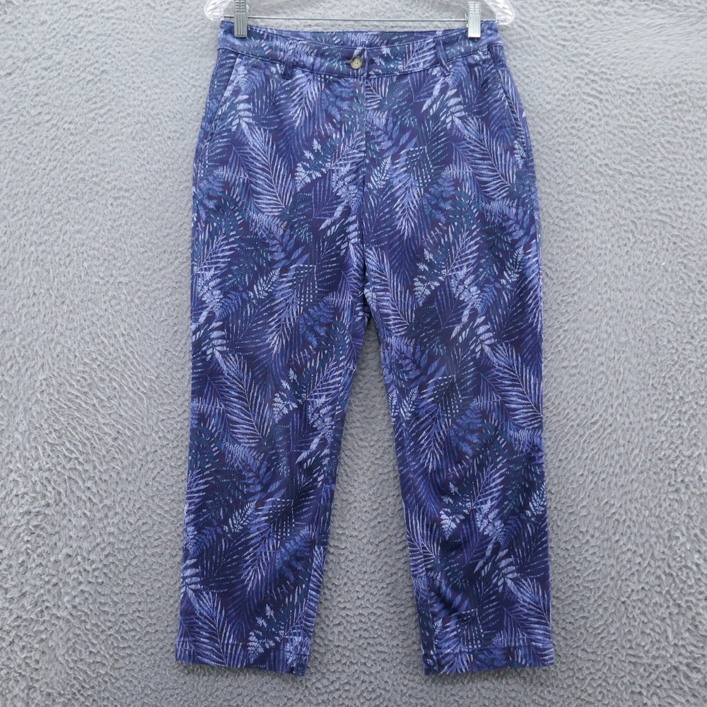 Tommy Bahama Womens Cropped Pants 4 Blue Palm Tencel Blend Beach